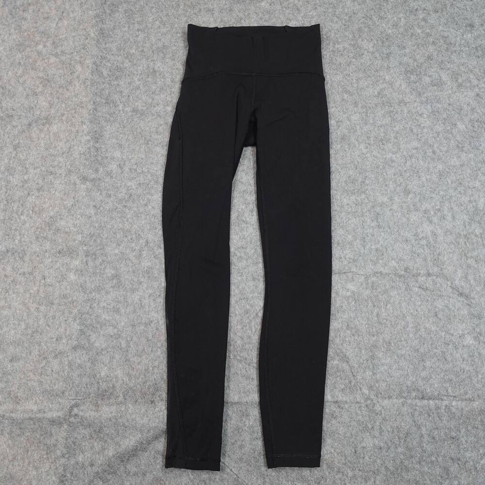 Lululemon Leggings Womens 2 Train Times 7/8 25" Black Mesh Run Yoga Gym